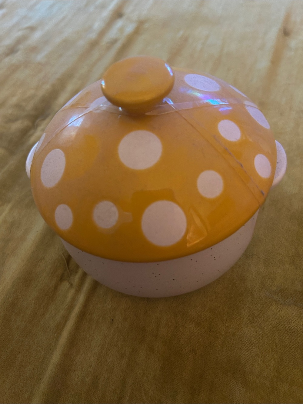 Cost Plus World Market Yellow Polka Dot Ceramic Lidded Jar